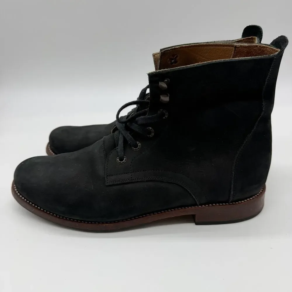 Adelante Shoe Co Havana Black Nubuck Leather Lace Up Boots Men’s Size 11 D